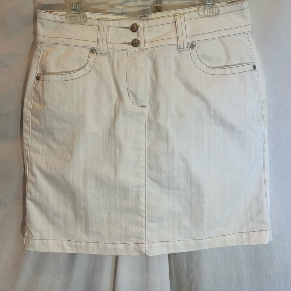 Classic Cream Denim Skirt